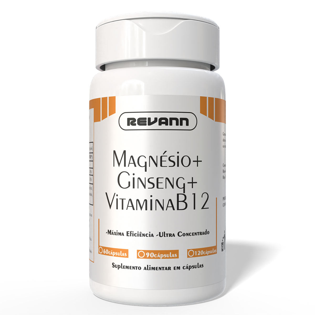 Magnésio Quelato + Ginseng + Vitamina B12 60 e 120 Cápsulas